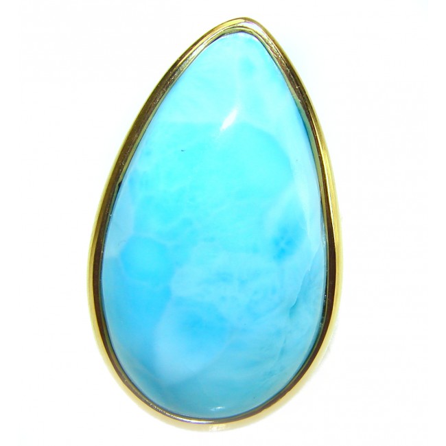 Precious authentic Larimar 18K Gold over .925 Sterling Silver handmade ring size 9