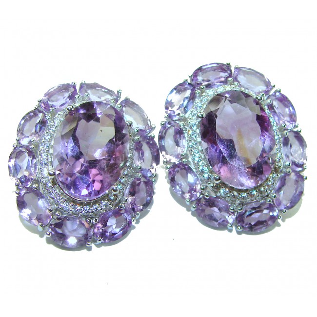 Vintage style Purple Beauty authentic Amethyst .925 Sterling Silver handcrafted earrings