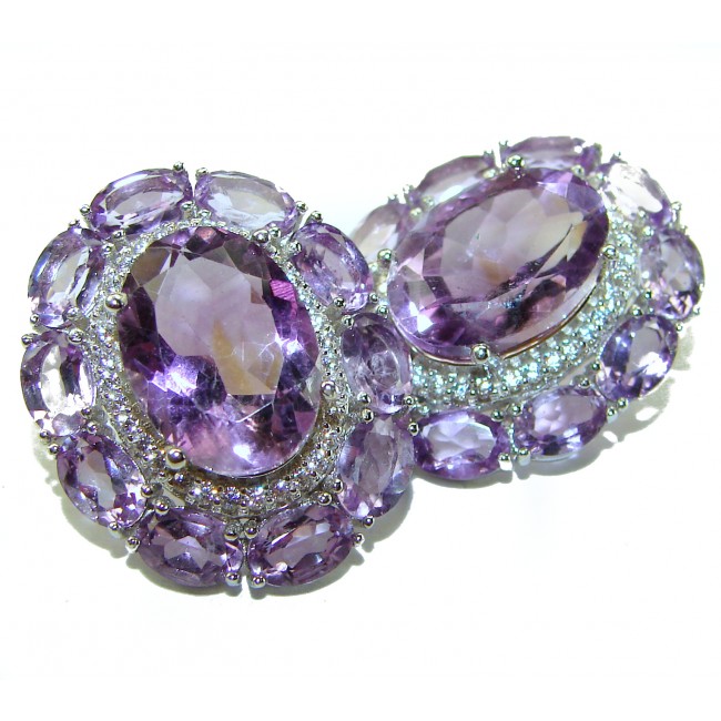 Vintage style Purple Beauty authentic Amethyst .925 Sterling Silver handcrafted earrings