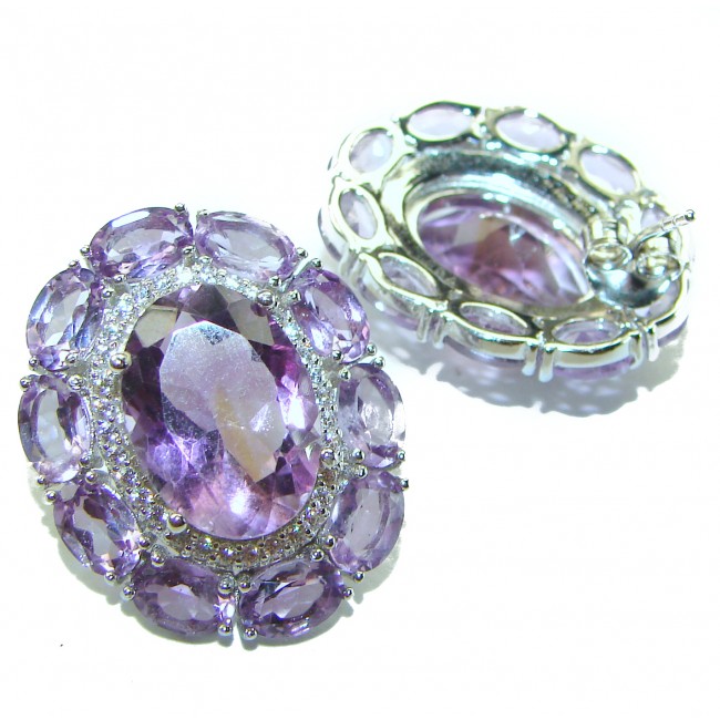 Vintage style Purple Beauty authentic Amethyst .925 Sterling Silver handcrafted earrings