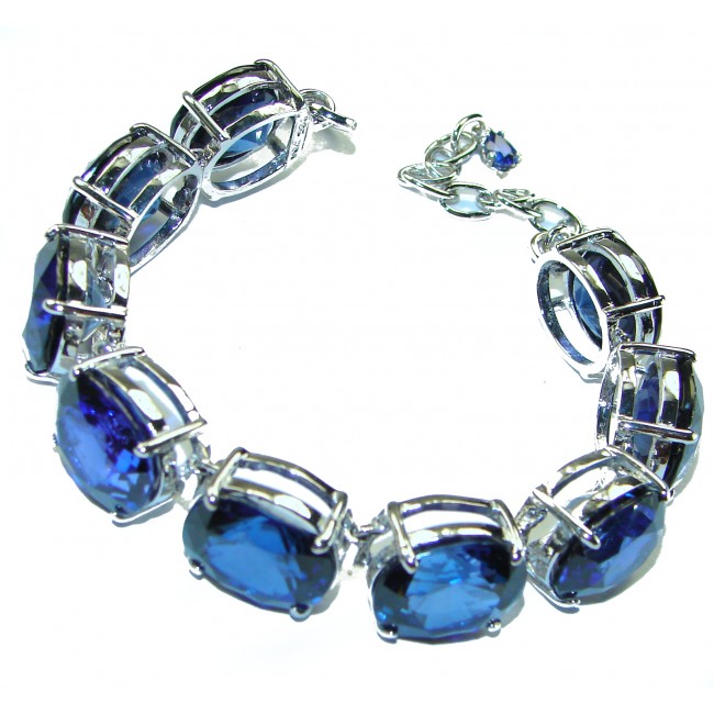 102.5 carat London Blue Topaz .925 Sterling Silver handcrafted Bracelet