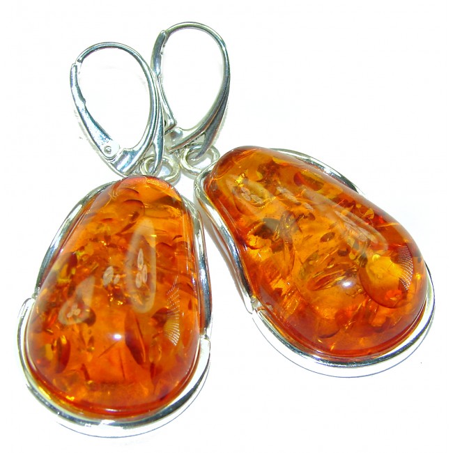 Golden Honey Drops authentic Baltic Amber .925 Sterling Silver earrings