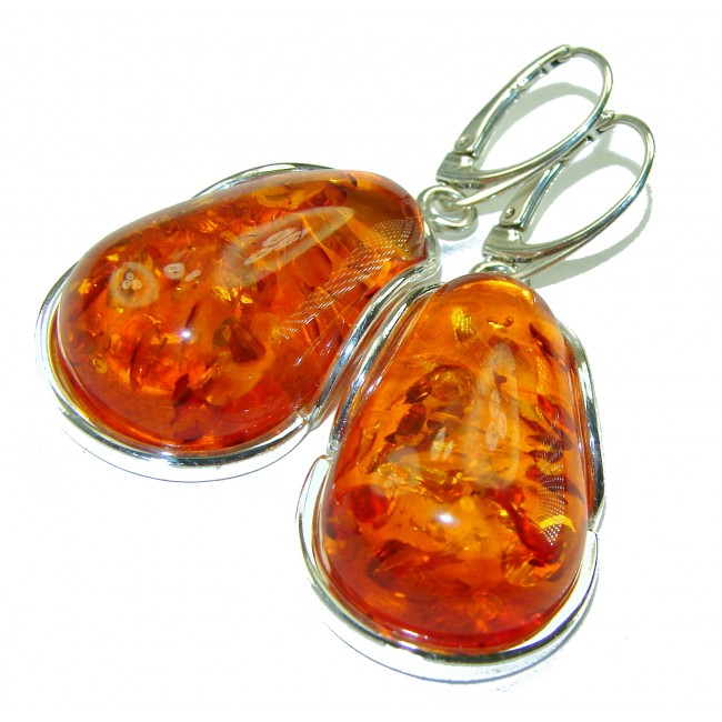 Golden Honey Drops authentic Baltic Amber .925 Sterling Silver earrings