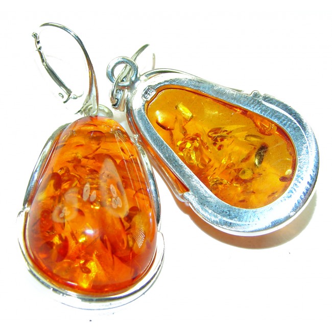 Golden Honey Drops authentic Baltic Amber .925 Sterling Silver earrings