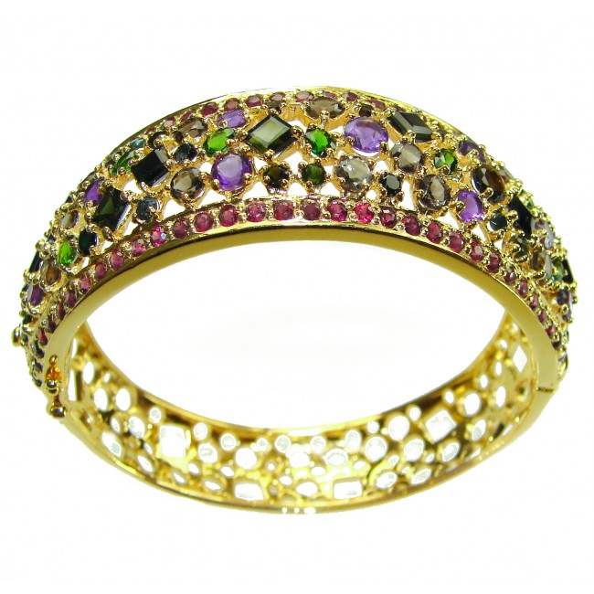 Authentic Amethyst Chrome Diopside 14K Gold over .925 Sterling Silver handmade bangle Bracelet