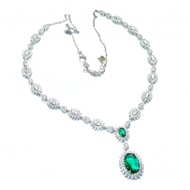 Timless Treasure 10.2 carat Emerald .925 Sterling Silver handcrafted necklace