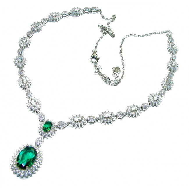 Timless Treasure 10.2 carat Emerald .925 Sterling Silver handcrafted necklace