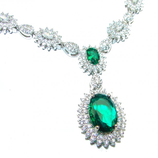 Timless Treasure 10.2 carat Emerald .925 Sterling Silver handcrafted necklace