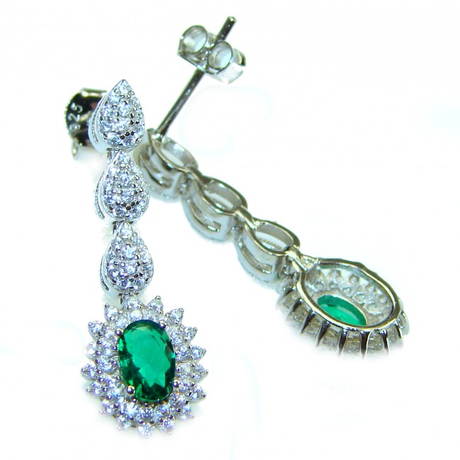 5.2 carat Emerald .925 Sterling Silver handcrafted Earrings