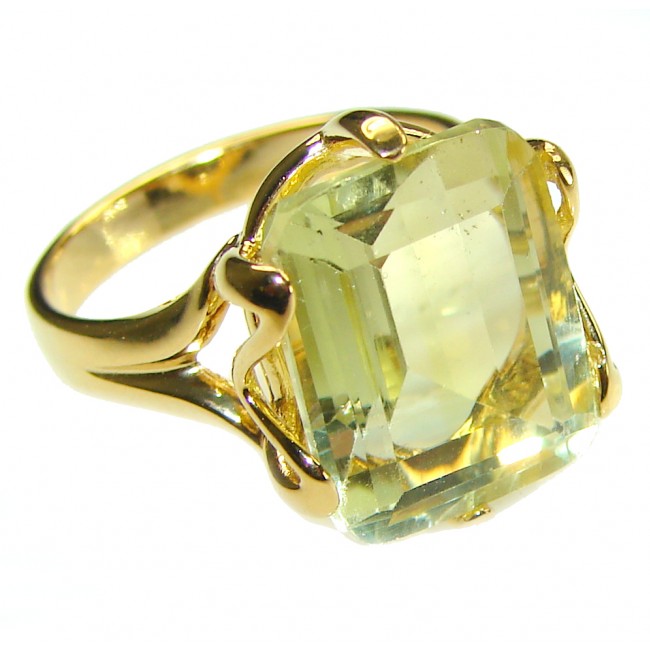 Authentic Citrine 14k Gold over .925 Sterling Silver handmade Cocktail Ring s. 8