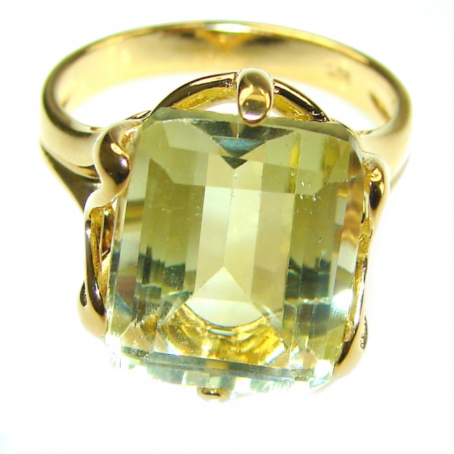 Authentic Citrine 14k Gold over .925 Sterling Silver handmade Cocktail Ring s. 8