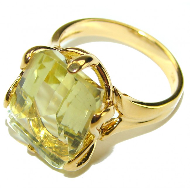 Authentic Citrine 14k Gold over .925 Sterling Silver handmade Cocktail Ring s. 8