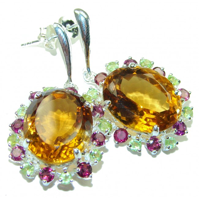 Golden Rays of Sunlight 29.5 carat Yellow Topaz .925 Sterling Silver handcrafted earrings