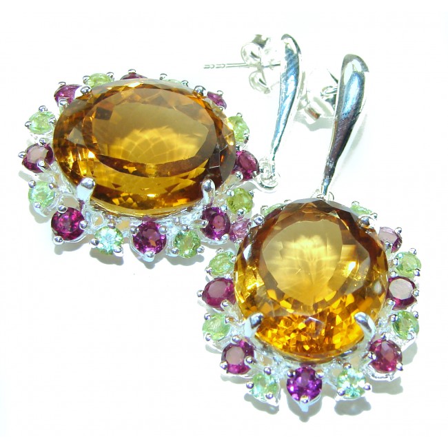 Golden Rays of Sunlight 29.5 carat Yellow Topaz .925 Sterling Silver handcrafted earrings