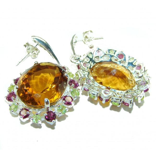 Golden Rays of Sunlight 29.5 carat Yellow Topaz .925 Sterling Silver handcrafted earrings