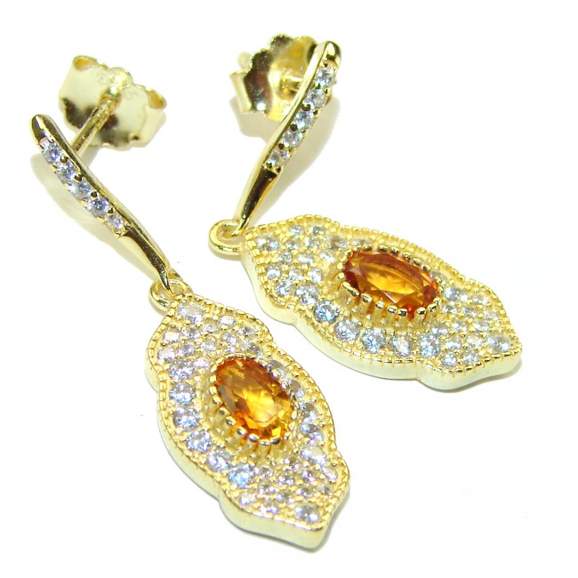 Luxurious Citrine 14K Gold over .925 Sterling Silver handmade earrings