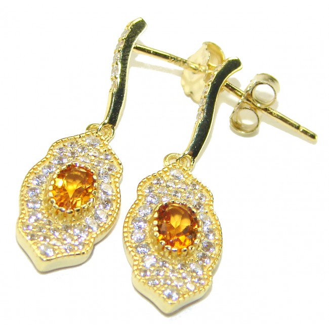 Luxurious Citrine 14K Gold over .925 Sterling Silver handmade earrings