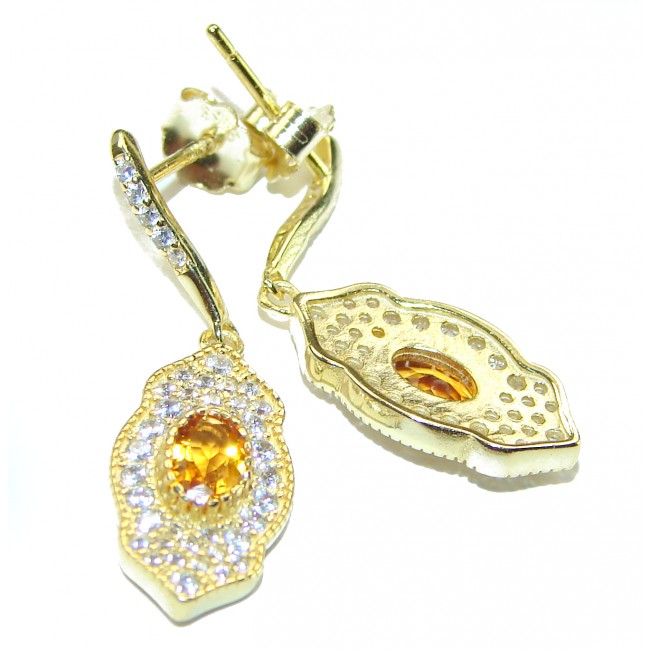 Luxurious Citrine 14K Gold over .925 Sterling Silver handmade earrings