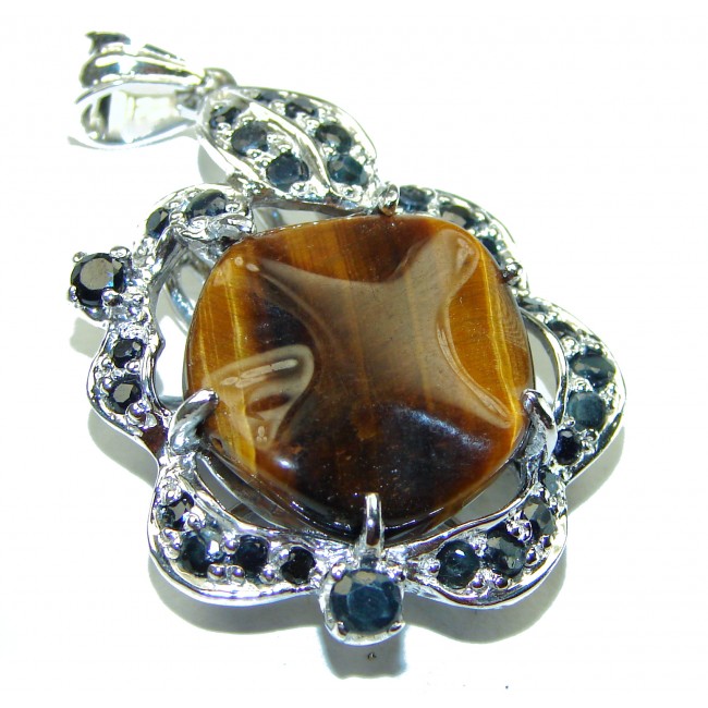 Incredible quality Silky Golden Tigers Eye .925 Sterling Silver handmade Pendant