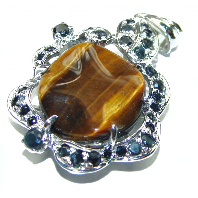 Incredible quality Silky Golden Tigers Eye .925 Sterling Silver handmade Pendant