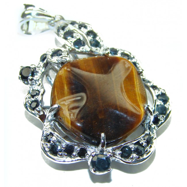 Incredible quality Silky Golden Tigers Eye .925 Sterling Silver handmade Pendant