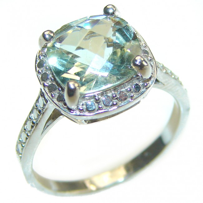 Stunning 8.5 carat Green Amethyst .925 Sterling Silver handmade Ring size 7