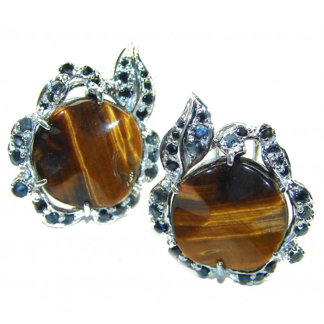 Genuine Golden Tigers Eye .925 Sterling Silver handmade Earrings