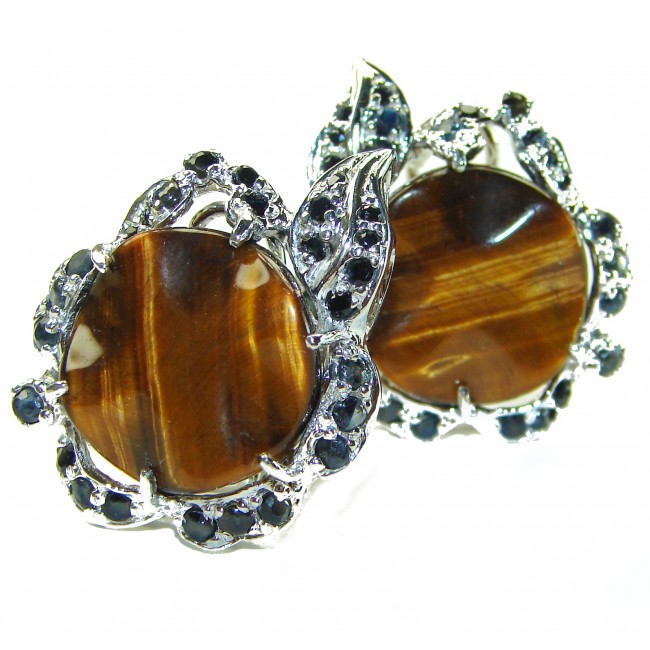 Genuine Golden Tigers Eye .925 Sterling Silver handmade Earrings