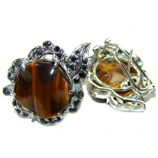 Genuine Golden Tigers Eye .925 Sterling Silver handmade Earrings