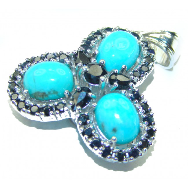 Spirit of Arizona Natural Turquoise Sapphire .925 Sterling Silver handmade pendant