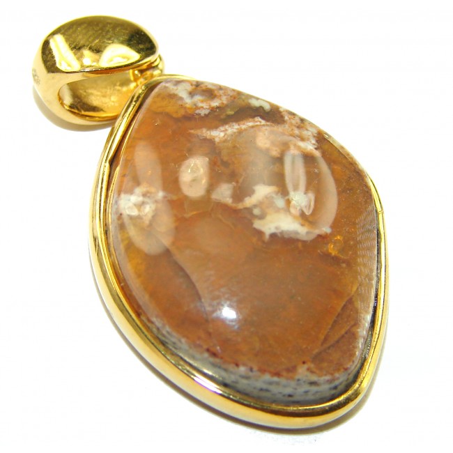 Inner Fire Mexican Fire Opal 18K Gold over .925 Sterling Silver handmade Pendant