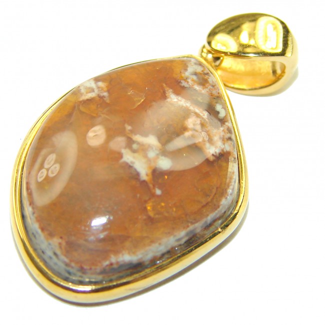 Inner Fire Mexican Fire Opal 18K Gold over .925 Sterling Silver handmade Pendant