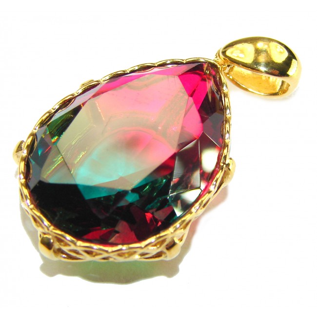 21.5 carat Tourmaline 18K Gold over .925 Sterling Silver handmade Pendant