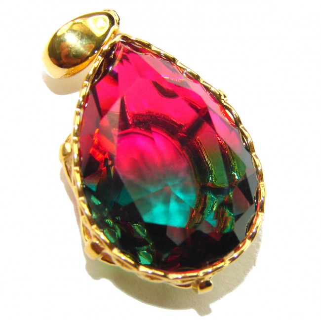 21.5 carat Tourmaline 18K Gold over .925 Sterling Silver handmade Pendant