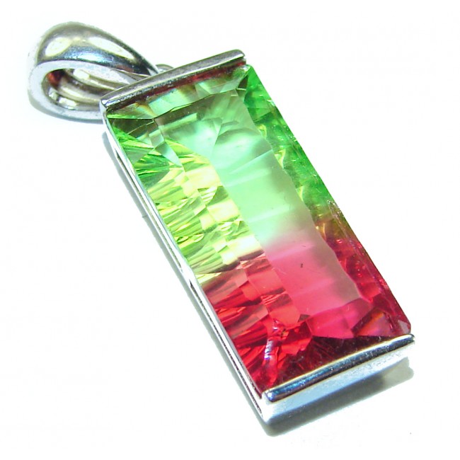 Deluxe 18.6ctw Tourmaline .925 Sterling Silver handmade Pendant