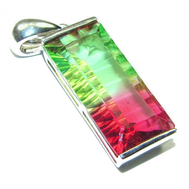 Deluxe 18.6ctw Tourmaline .925 Sterling Silver handmade Pendant