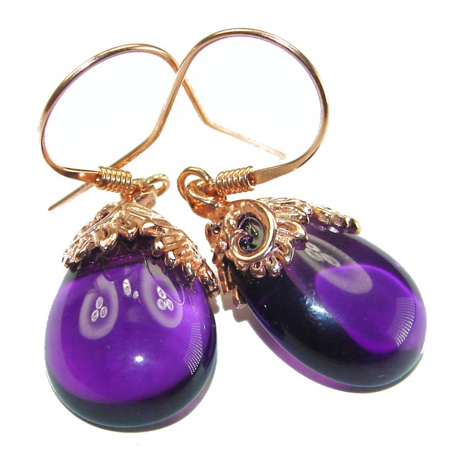 Purple Desire authentic Amethyst 14K Rose Gold over .925 Sterling Silver earrings