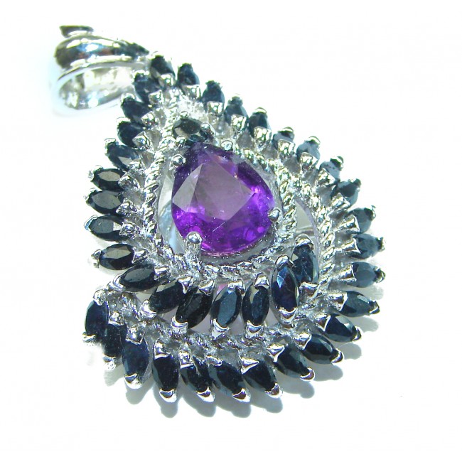 Luxurios Sapphire Amethyst .925 Sterling Silver handcrafted Pendant