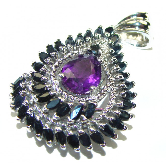 Luxurios Sapphire Amethyst .925 Sterling Silver handcrafted Pendant