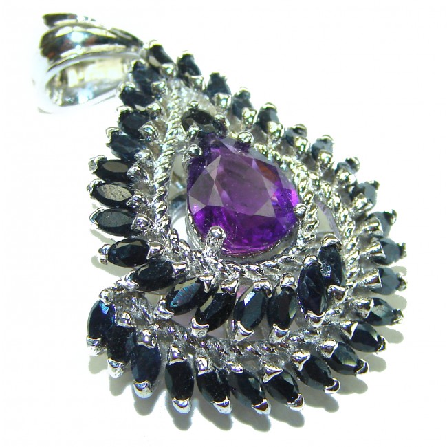 Luxurios Sapphire Amethyst .925 Sterling Silver handcrafted Pendant