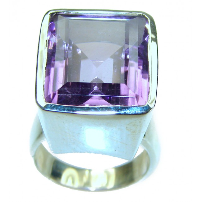 Dramatic design Amethyst .925 Sterling Silver Handcrafted Ring size 5