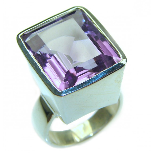 Dramatic design Amethyst .925 Sterling Silver Handcrafted Ring size 5