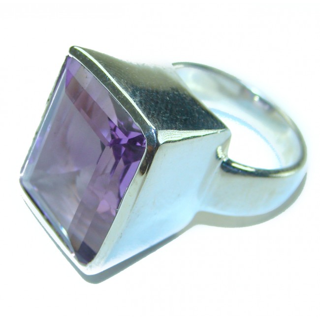 Dramatic design Amethyst .925 Sterling Silver Handcrafted Ring size 5