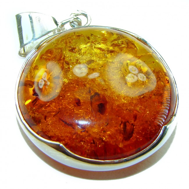 Vintage Beauty authentic Baltic Amber .925 Sterling Silver handcrafted pendant