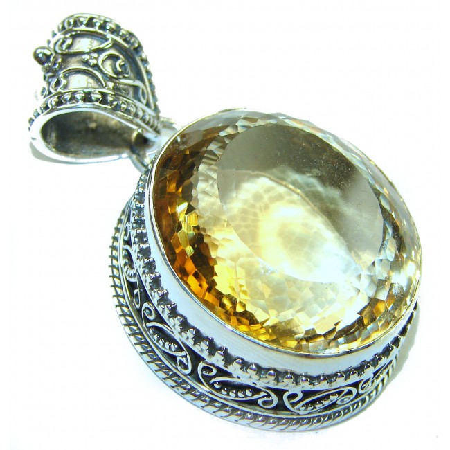 55.6 carat Oval cut flawless Lemon Quartz .925 Sterling Silver handcrafted pendant