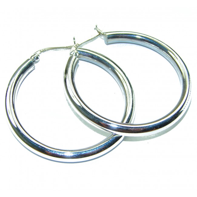 Huge 1.5 inches long .925 Sterling Silver handmade Bali made Hoop Earrings