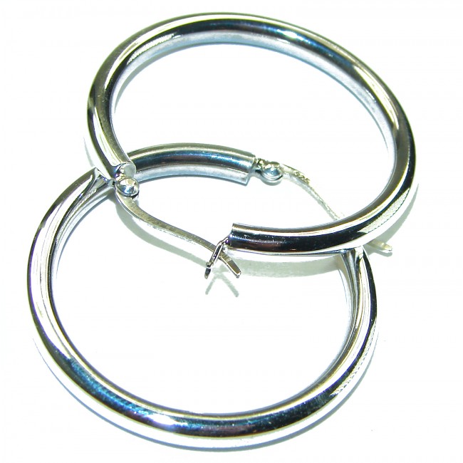 Huge 1.5 inches long .925 Sterling Silver handmade Bali made Hoop Earrings