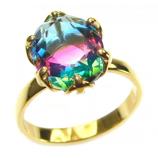 Brazilian Tourmaline 18K Gold over .925 Sterling Silver Perfectly handcrafted Ring s. 7 1/2