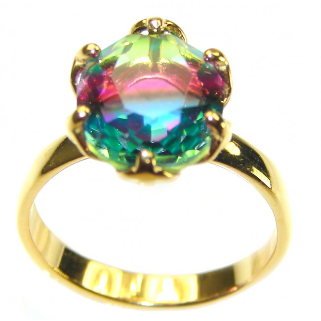 Brazilian Tourmaline 18K Gold over .925 Sterling Silver Perfectly handcrafted Ring s. 7 1/2