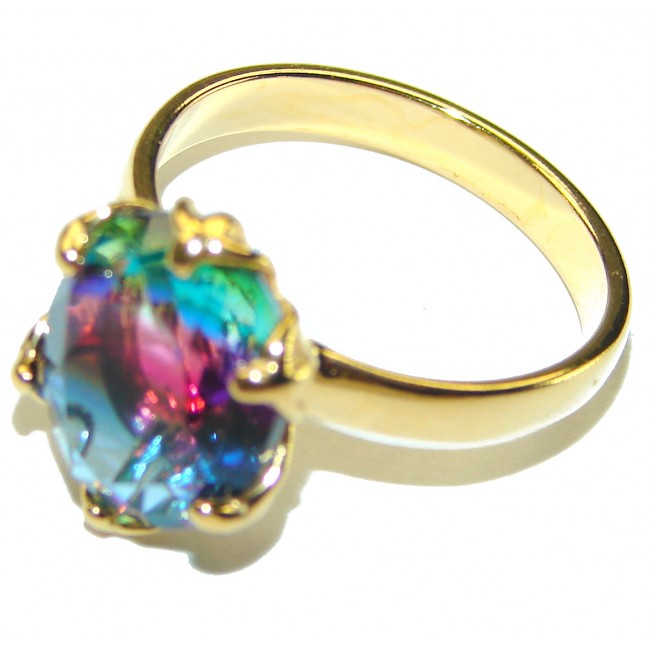 Brazilian Tourmaline 18K Gold over .925 Sterling Silver Perfectly handcrafted Ring s. 7 1/2